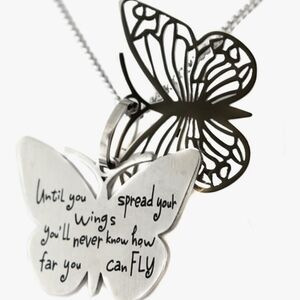 Butterfly Inspirational Two Piece "Spread Your Wings" Pendant